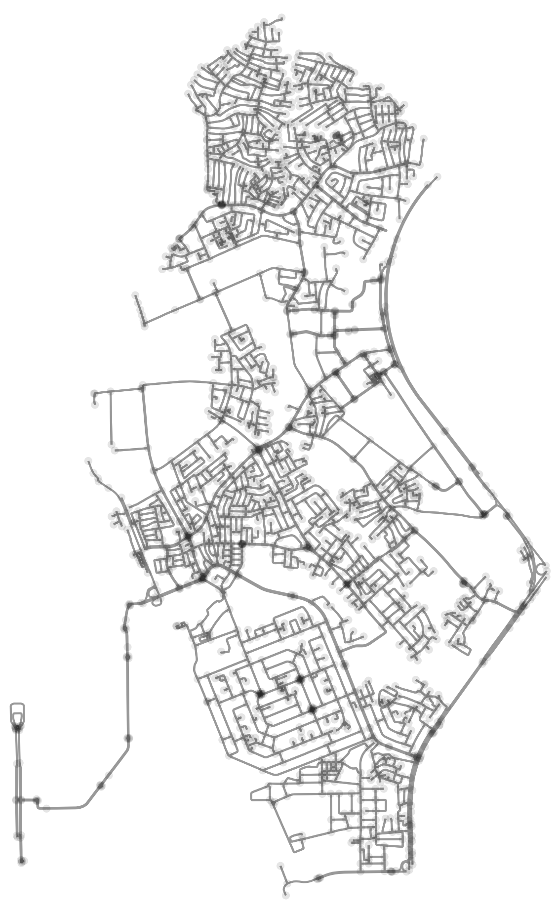 Coastal city mapping with organic street patterns
